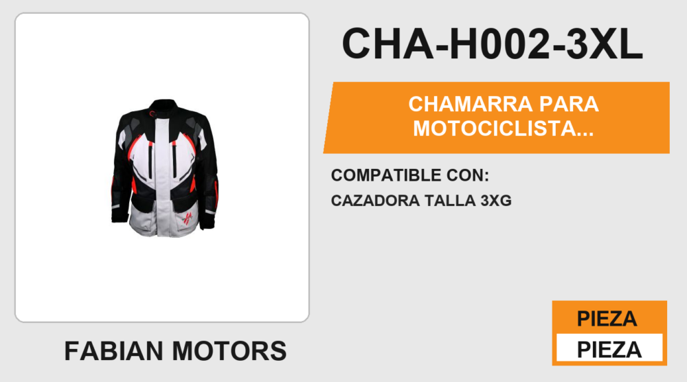 CHAMARRA PARA MOTOCICLISTA BLANCO-GRIS-ROJO EDGE LONG