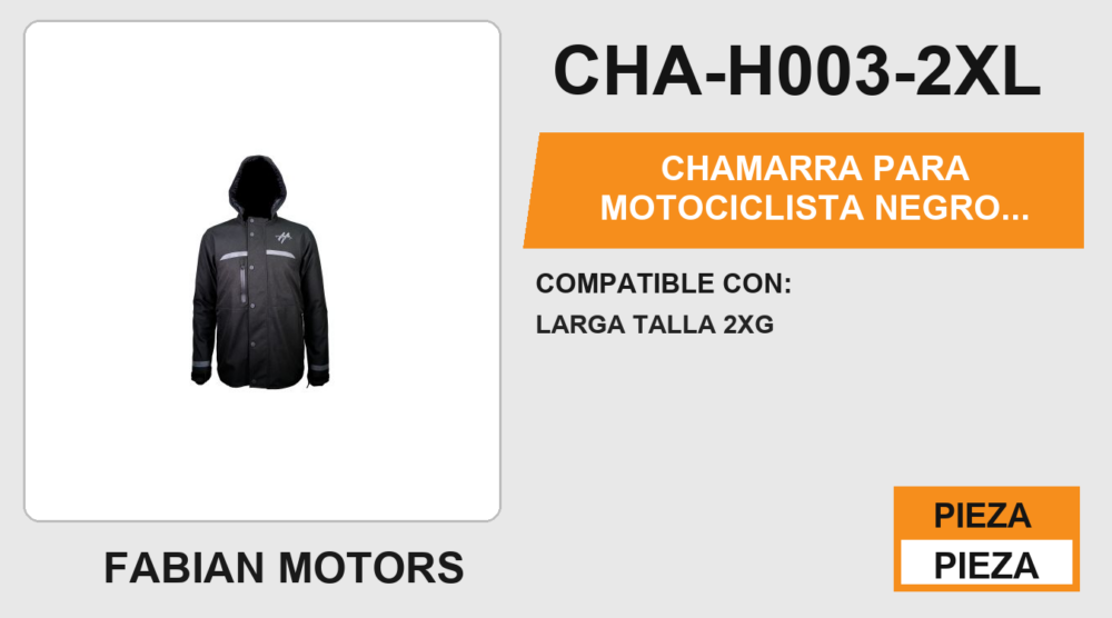 CHAMARRA PARA MOTOCICLISTA NEGRO CASUAL