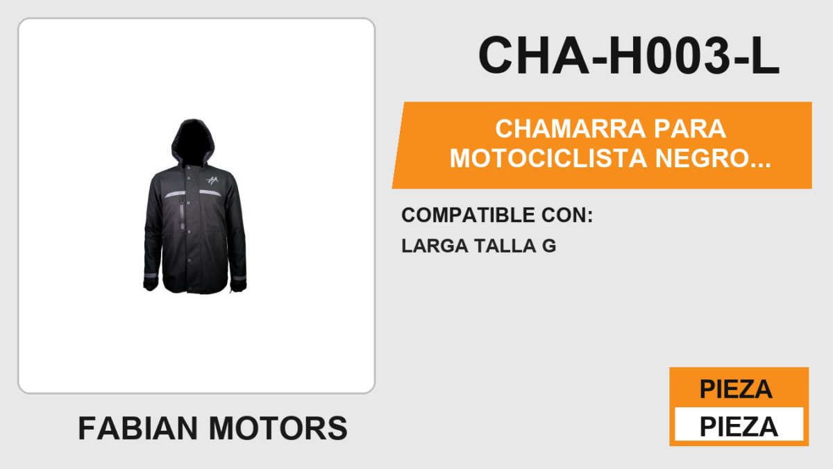 CHAMARRA PARA MOTOCICLISTA NEGRO CASUAL
