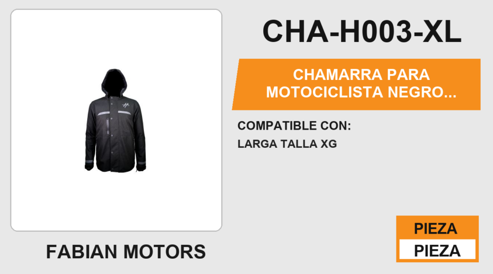 CHAMARRA PARA MOTOCICLISTA NEGRO CASUAL