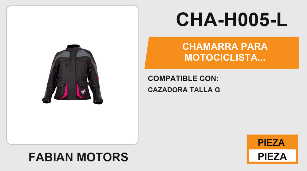 CHAMARRA PARA MOTOCICLISTA NEGRO-GRIS OSCURO-ROSA OJE LADY