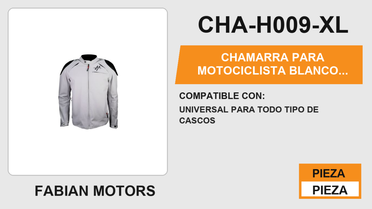 CHAMARRA PARA MOTOCICLISTA BLANCO ROCK