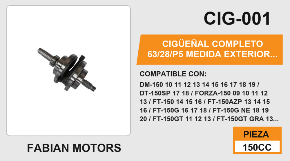 CIGÜEÑAL COMPLETO 63/28/P5 MEDIDA EXTERIOR 68mm