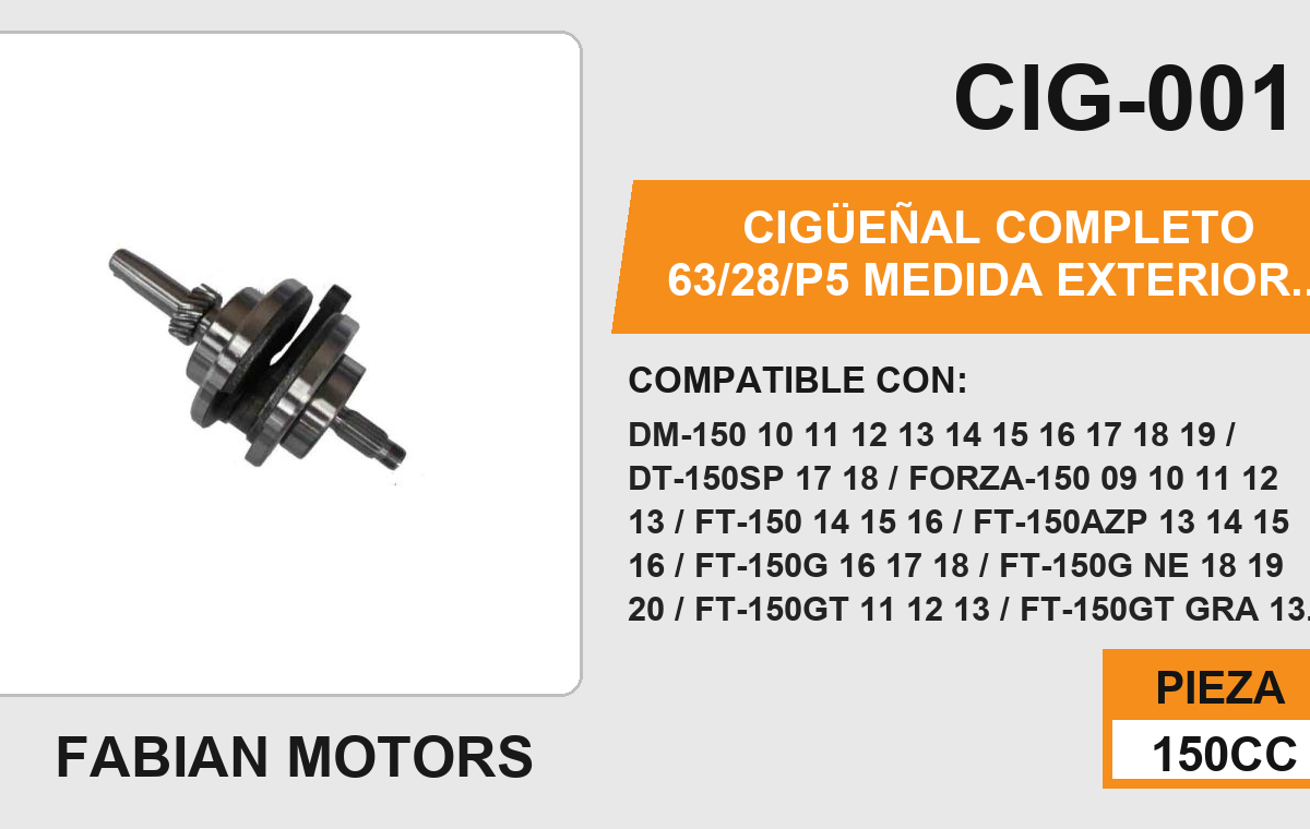 CIGÜEÑAL COMPLETO 63/28/P5 MEDIDA EXTERIOR 68mm