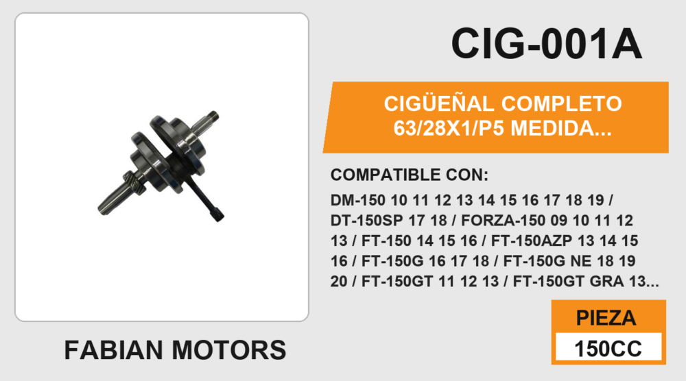 CIGÜEÑAL COMPLETO 63/28X1/P5 MEDIDA EXTERIOR 72 mm