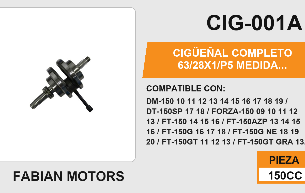 CIGÜEÑAL COMPLETO 63/28X1/P5 MEDIDA EXTERIOR 72 mm