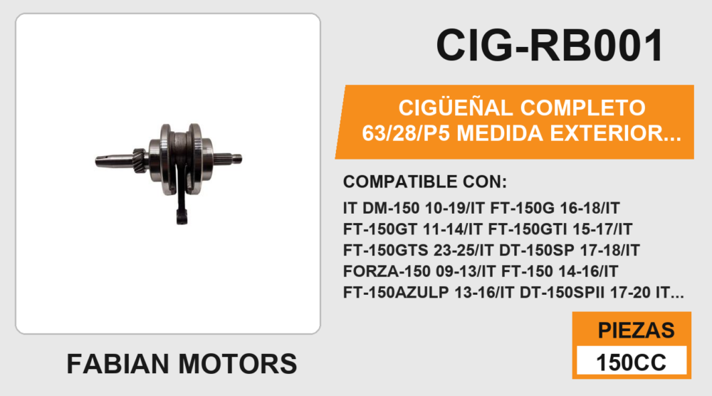 CIGÜEÑAL COMPLETO 63/28/P5 MEDIDA EXTERIOR 68mm