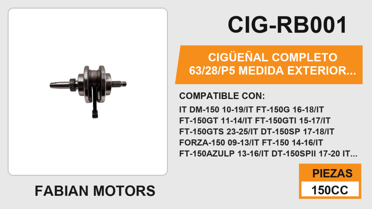 CIGÜEÑAL COMPLETO 63/28/P5 MEDIDA EXTERIOR 68mm
