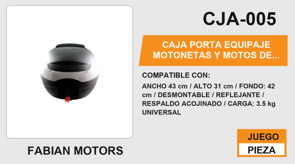 CAJA PORTA-EQUIPAJE MOTONETAS Y MOTOS DE TRABAJO CAPACIDAD 33 L