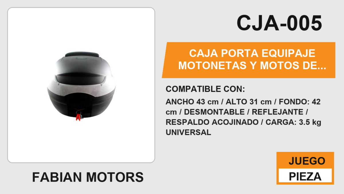 CAJA PORTA-EQUIPAJE MOTONETAS Y MOTOS DE TRABAJO CAPACIDAD 33 L