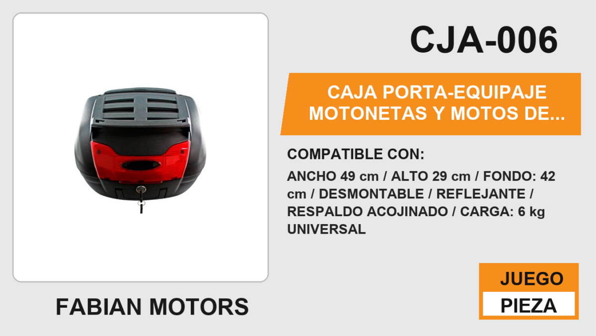 CAJA PORTA-EQUIPAJE MOTONETAS Y MOTOS DE TRABAJO CAPACIDAD 40 L