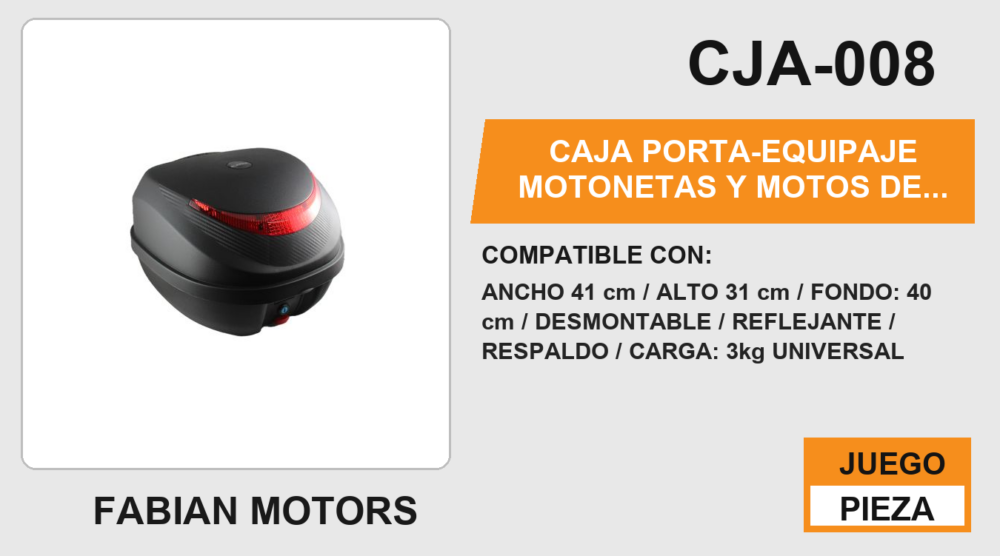 CAJA PORTA-EQUIPAJE MOTONETAS Y MOTOS DE TRABAJO CAPACIDAD 31 L