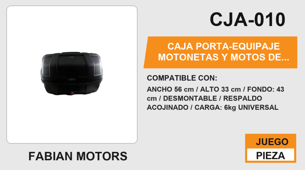 CAJA PORTA-EQUIPAJE MOTONETAS Y MOTOS DE TRABAJO CAPACIDAD 42 L
