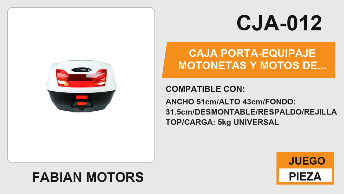 CAJA PORTA-EQUIPAJE MOTONETAS Y MOTOS DE TRABAJO / CAPACIDAD 42L