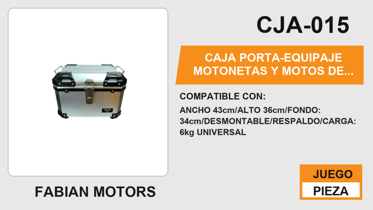 CAJA PORTA-EQUIPAJE MOTONETAS Y MOTOS DE TRABAJO / CAPACIDAD 45L