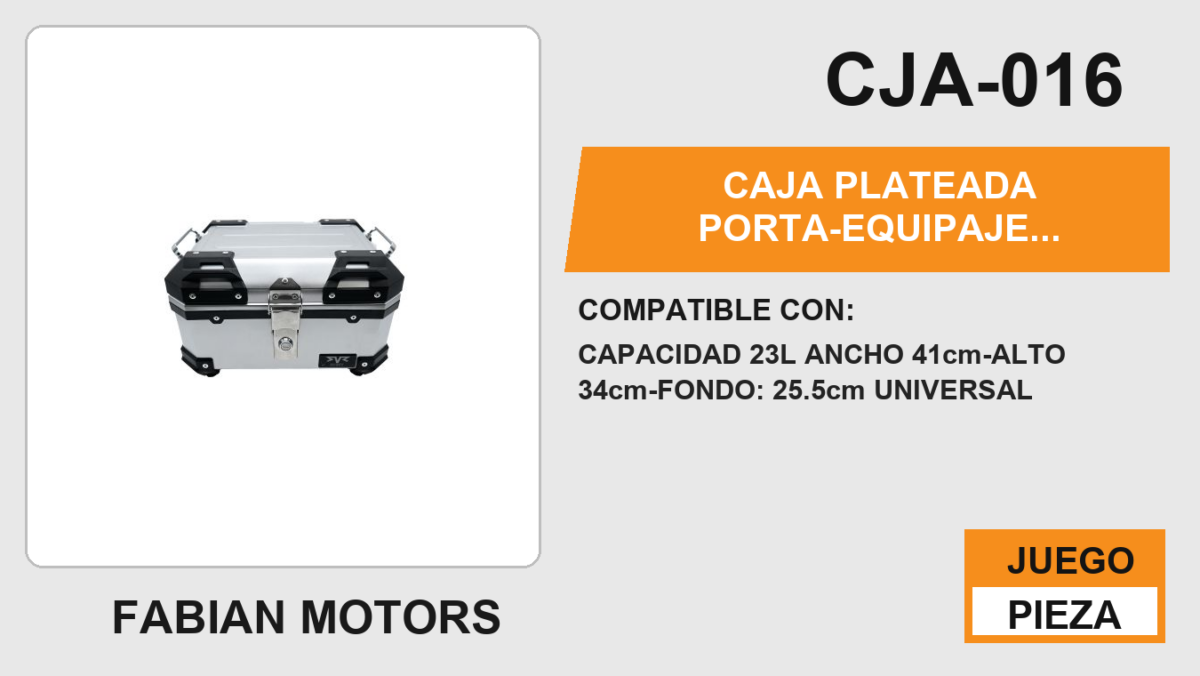 CAJA PLATEADA PORTA-EQUIPAJE MOTONETAS Y MOTOS DE TRABAJO 23L