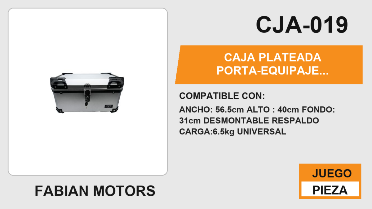 CAJA PLATEADA PORTA-EQUIPAJE MOTONETAS Y MOTOS DE TRABAJO CAPACIDAD 60L
