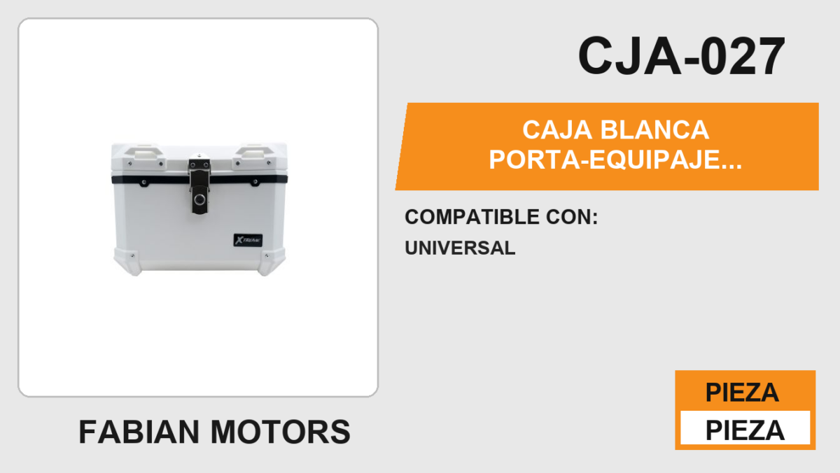 CAJA BLANCA PORTA-EQUIPAJE MOTONETA Y MOTOS DE TRABAJO / CAPACIDAD 45L