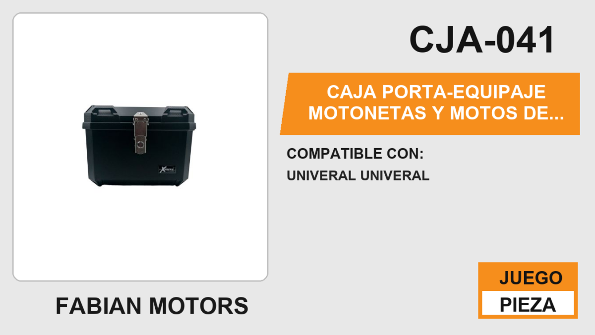 CAJA PORTA-EQUIPAJE MOTONETAS Y MOTOS DE TRABAJO / CAPACIDAD 45L RESPALDO Y FORRO INTERIOR