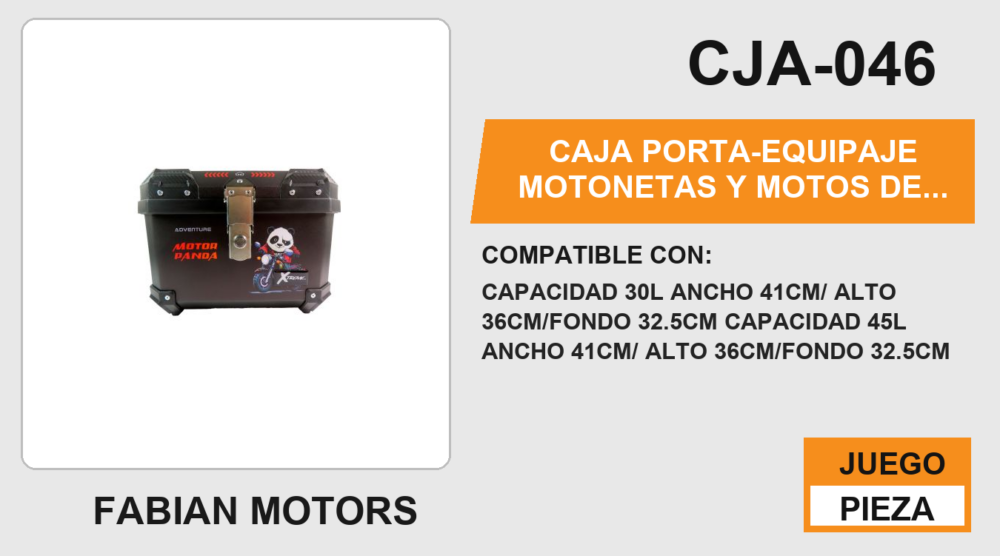 CAJA PORTA-EQUIPAJE CAPACIDAD 30L ANCHO 41CM/ ALTO 36CM/FONDO 32.5CM