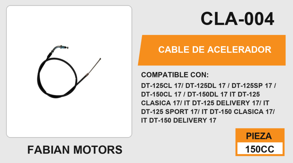CABLE DE ACELERADOR Empaque (10 Piezas)