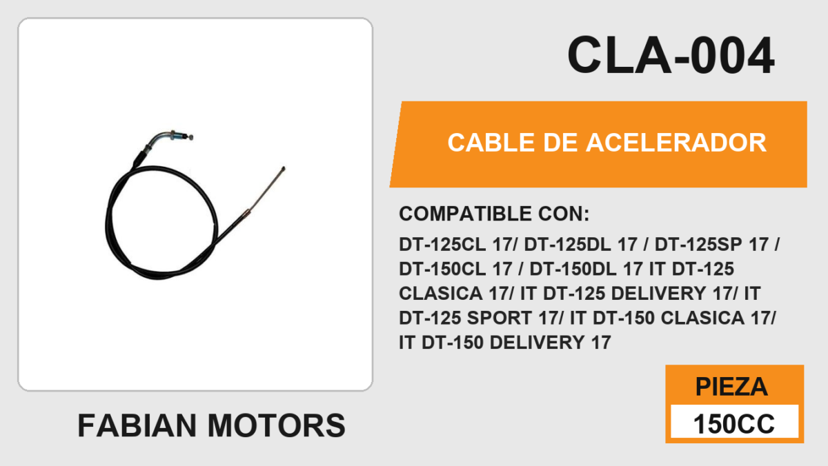 CABLE DE ACELERADOR Empaque (10 Piezas)