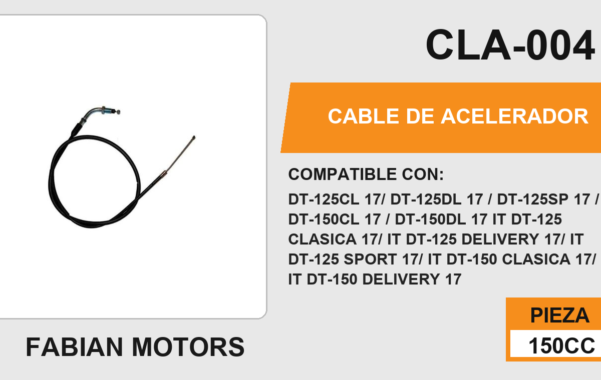 CABLE DE ACELERADOR Empaque (10 Piezas)