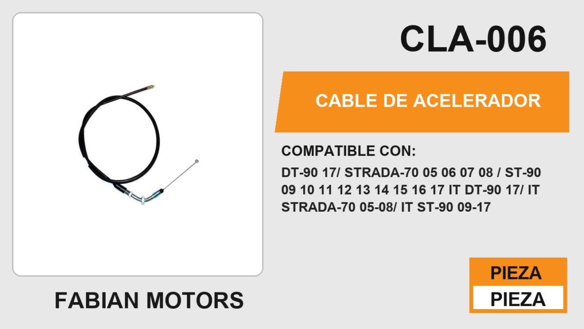 CABLE DE ACELERADOR Empaque (10 Piezas)