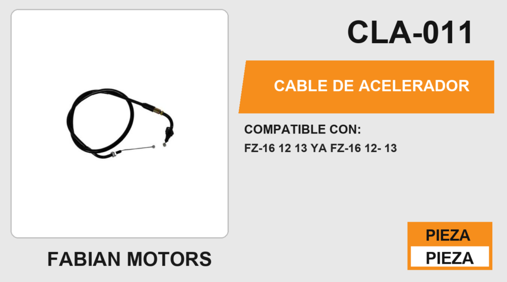 CABLE DE ACELERADOR Empaque (10 Piezas)