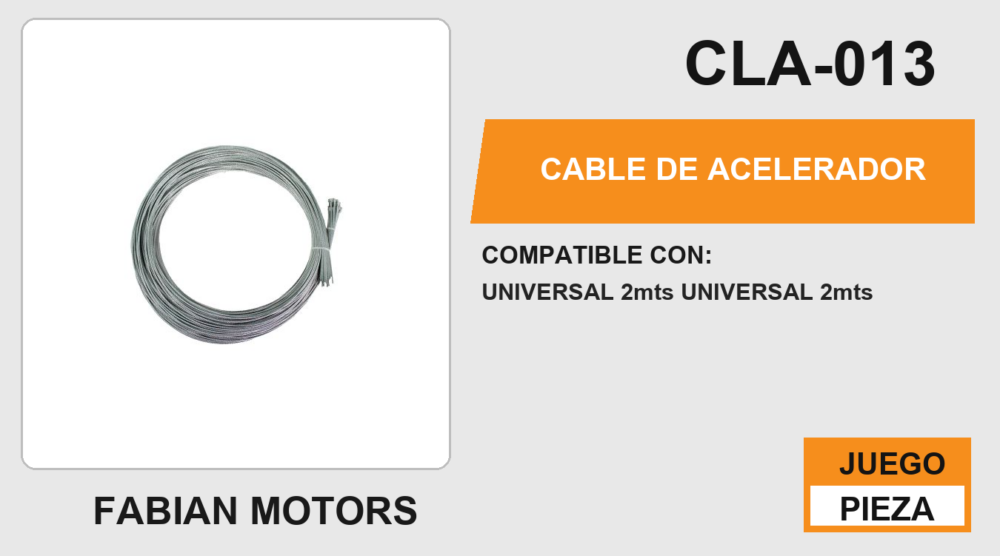 CABLE DE ACELERADOR Empaque (10 Piezas)