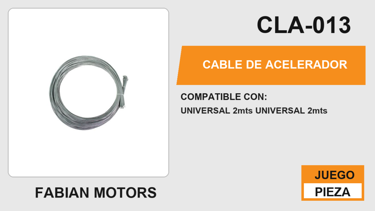 CABLE DE ACELERADOR Empaque (10 Piezas)