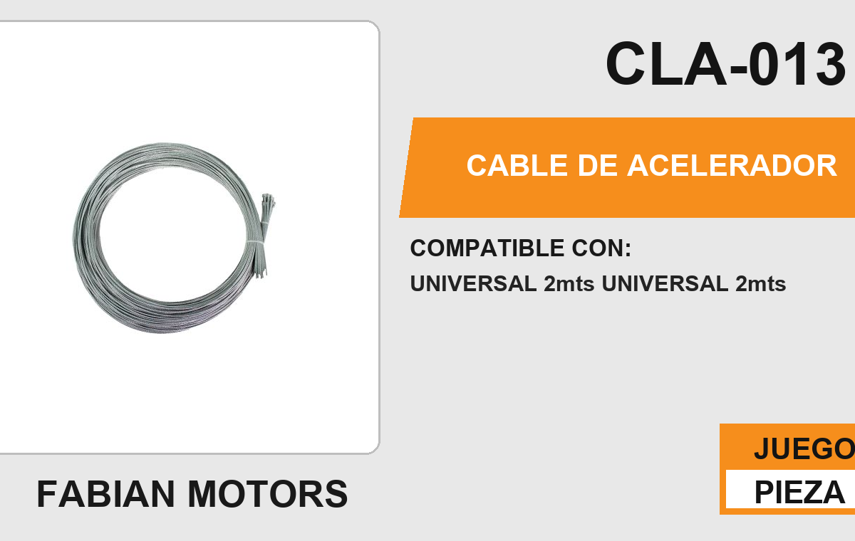 CABLE DE ACELERADOR Empaque (10 Piezas)