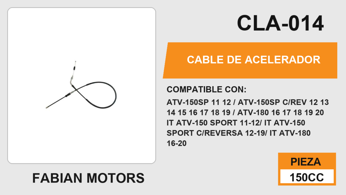 CABLE DE ACELERADOR Empaque (10 Piezas)