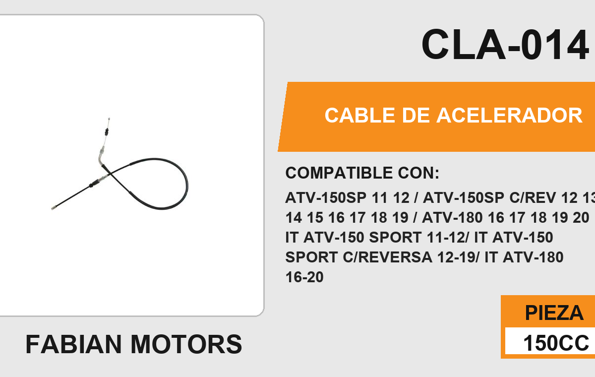 CABLE DE ACELERADOR Empaque (10 Piezas)