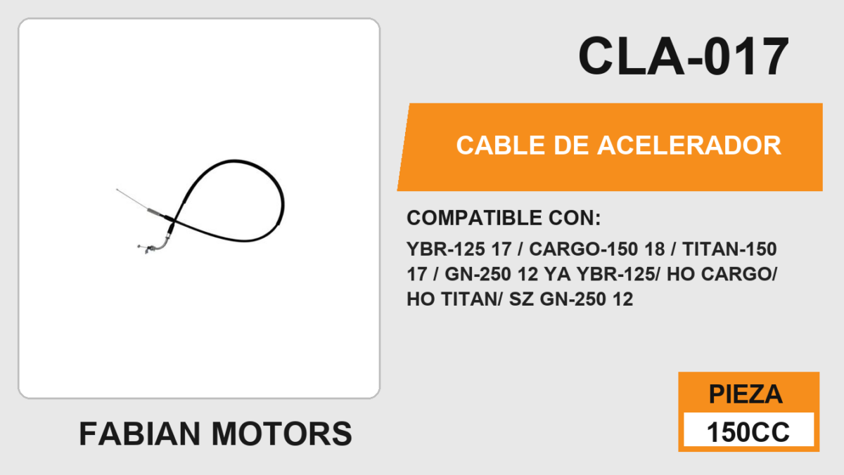 CABLE DE ACELERADOR Empaque (10 Piezas)