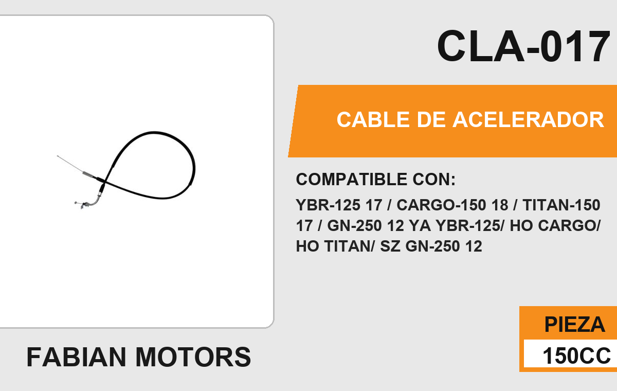 CABLE DE ACELERADOR Empaque (10 Piezas)