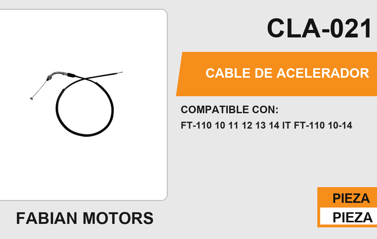 CABLE DE ACELERADOR Empaque (10 Piezas)