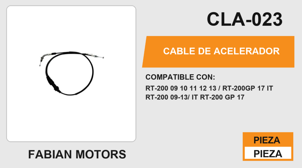 CABLE DE ACELERADOR Empaque (10 Piezas)