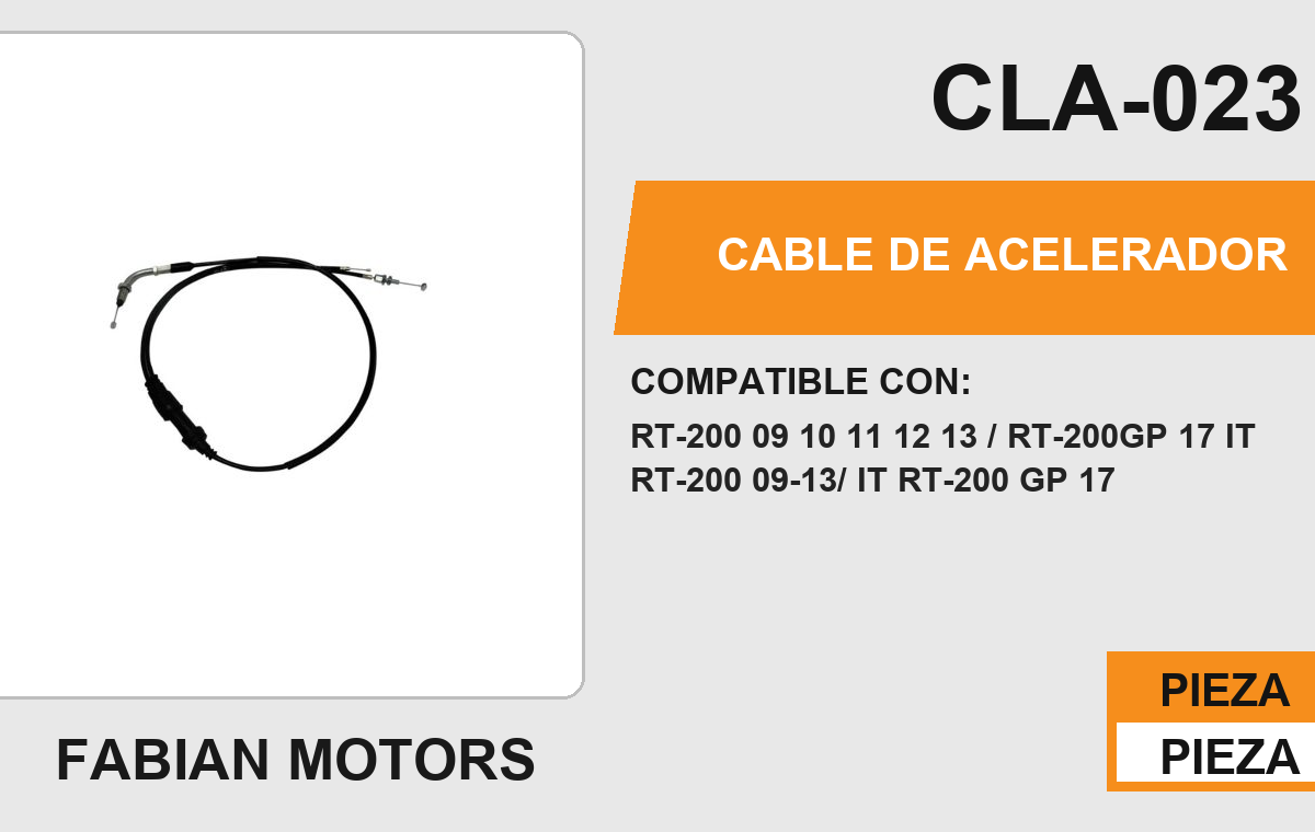 CABLE DE ACELERADOR Empaque (10 Piezas)
