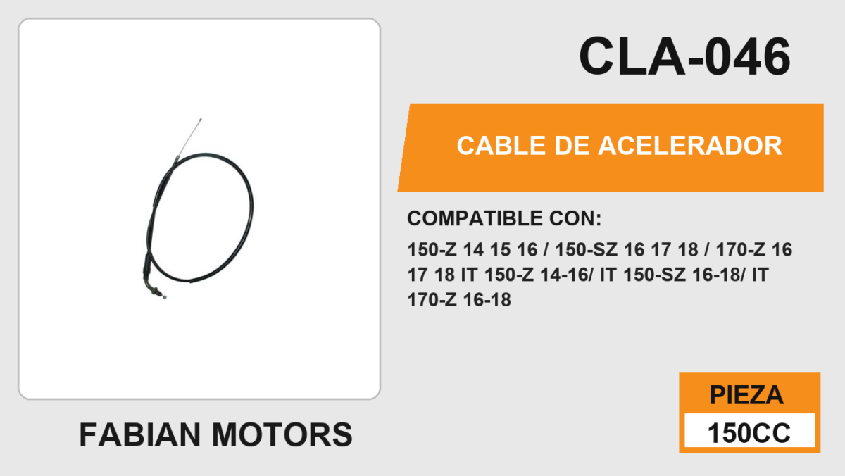 CABLE DE ACELERADOR Empaque (10 Piezas)