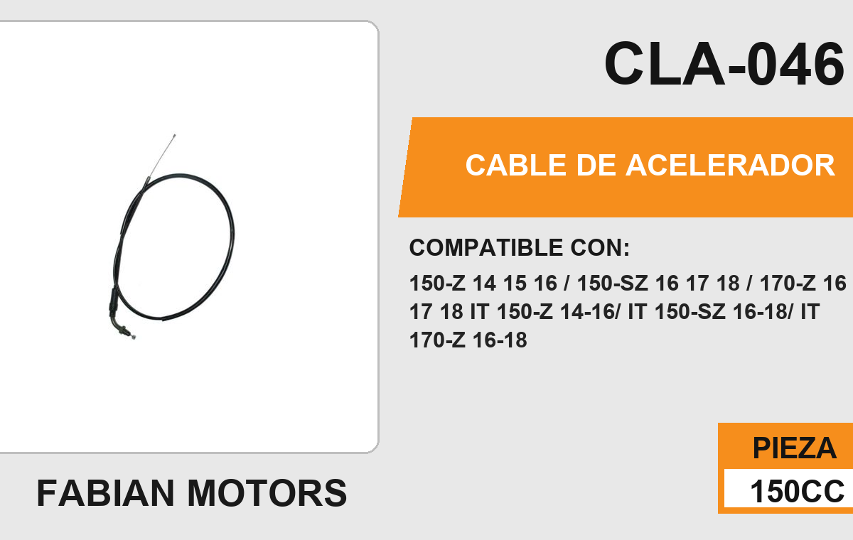 CABLE DE ACELERADOR Empaque (10 Piezas)