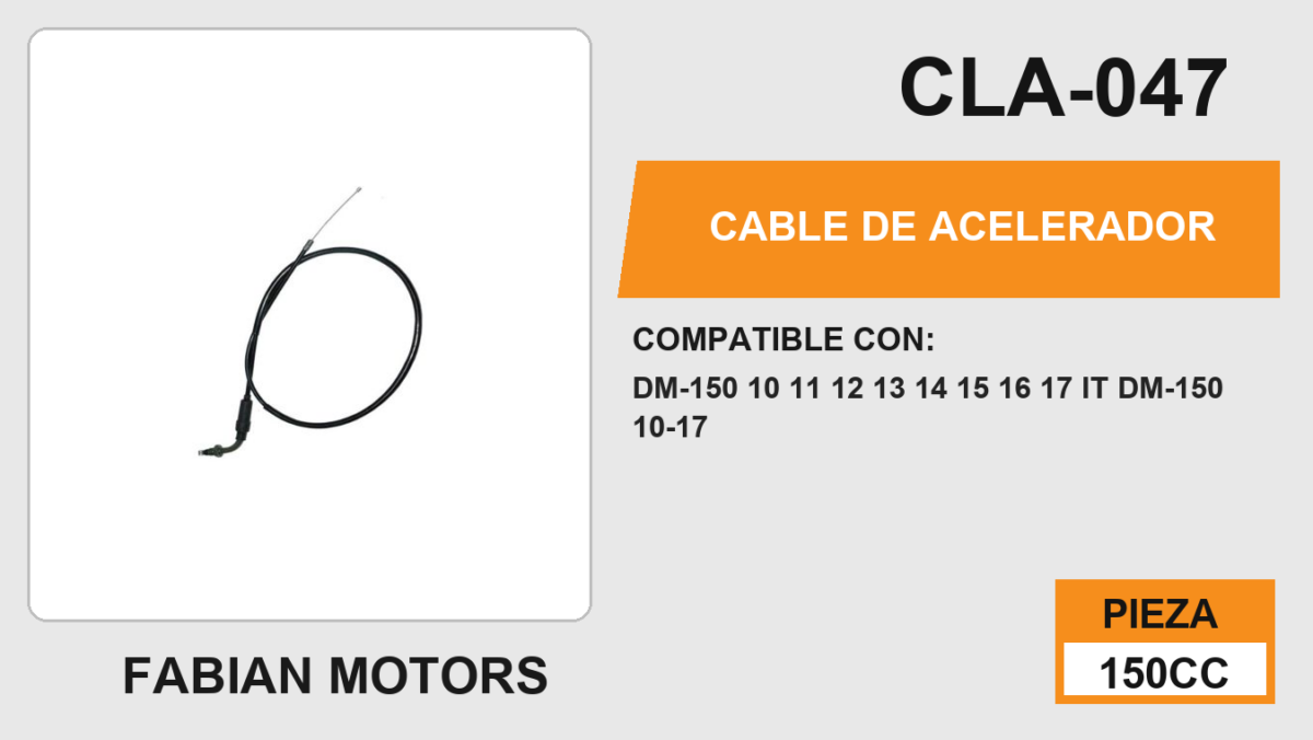 CABLE DE ACELERADOR Empaque (10 Piezas)