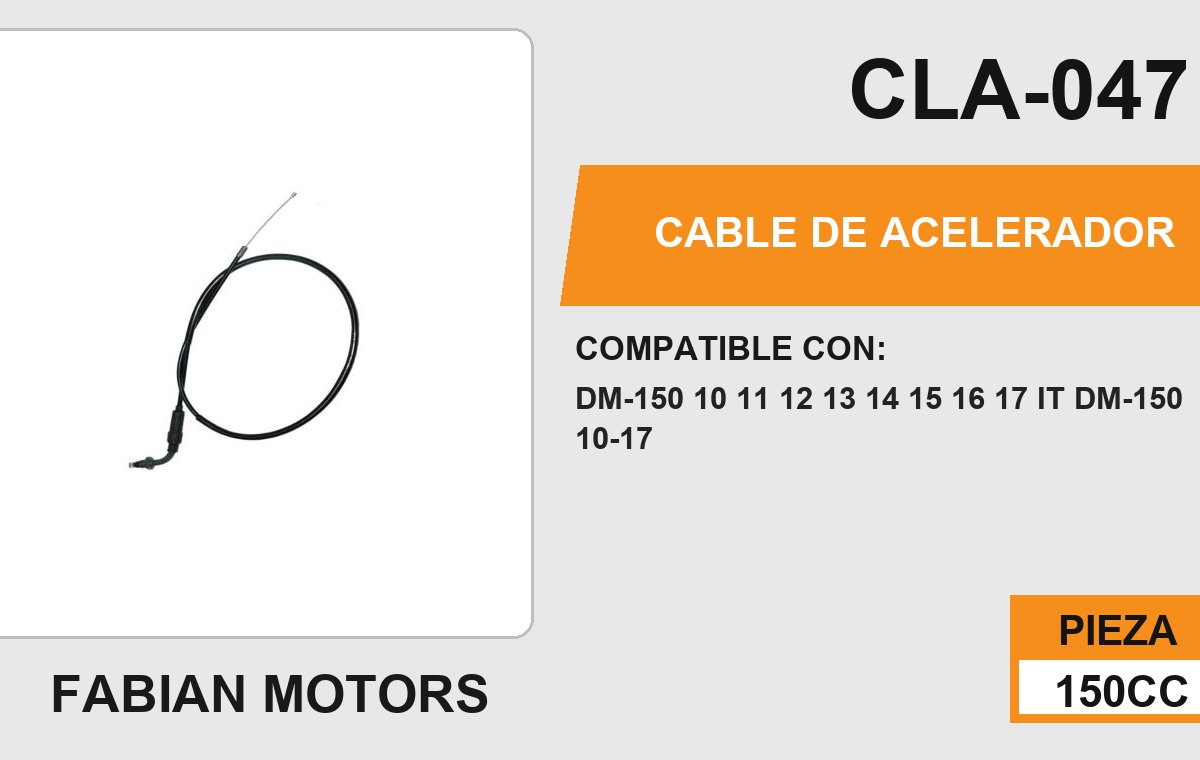 CABLE DE ACELERADOR Empaque (10 Piezas)