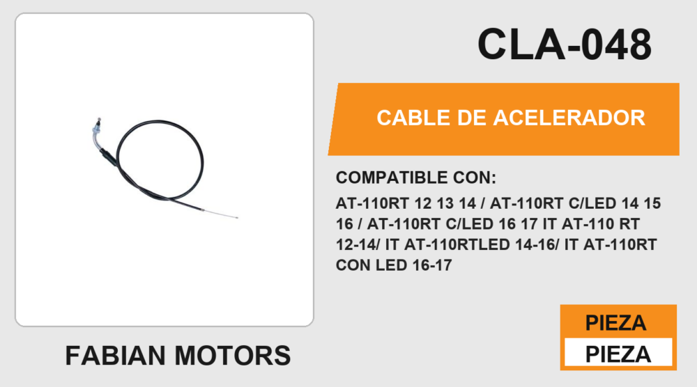CABLE DE ACELERADOR Empaque (10 Piezas)