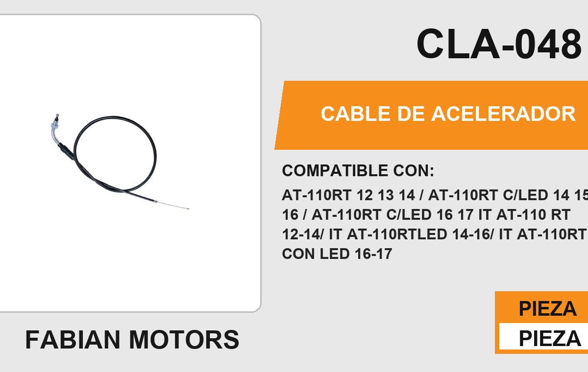CABLE DE ACELERADOR Empaque (10 Piezas)