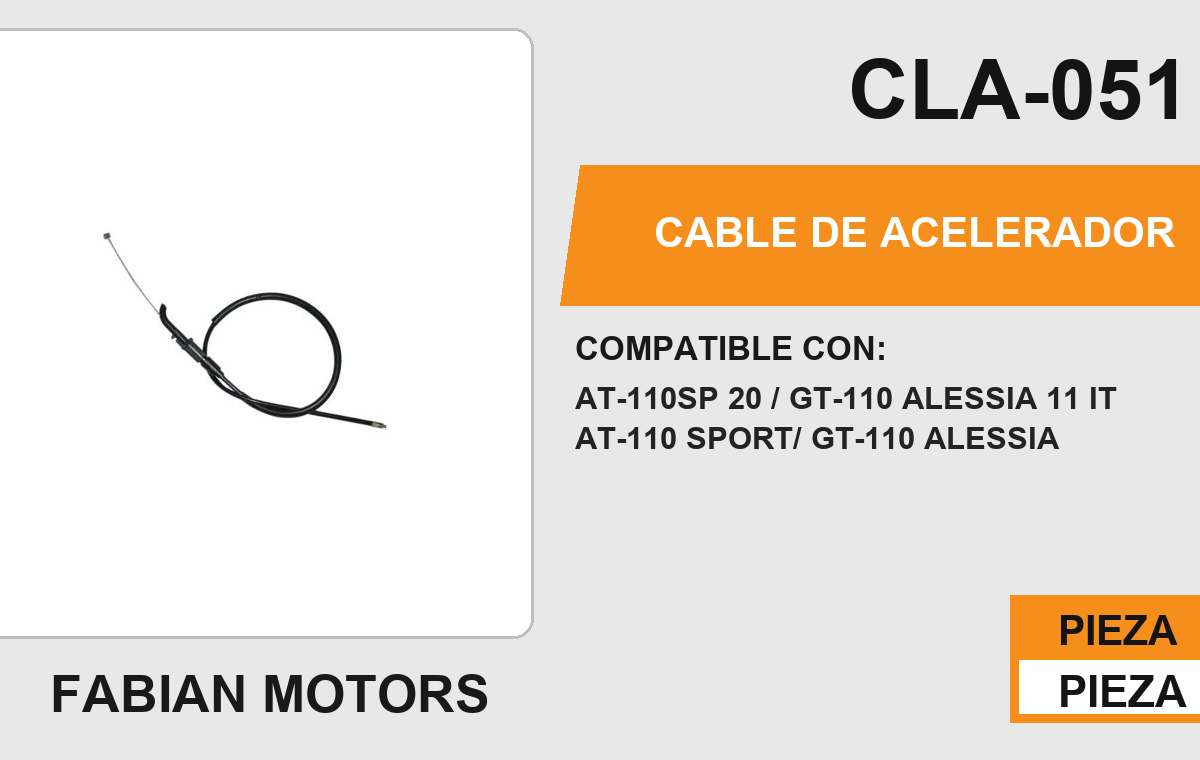 CABLE DE ACELERADOR Empaque (10 Piezas)