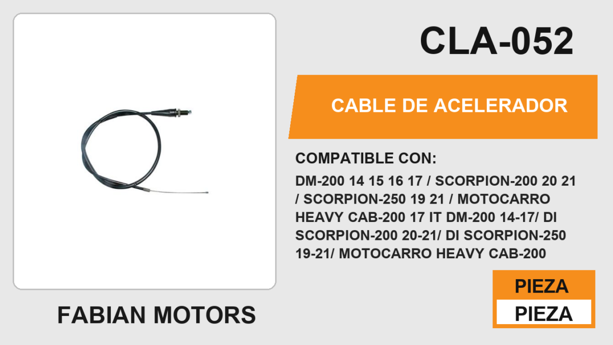 CABLE DE ACELERADOR Empaque (10 Piezas)