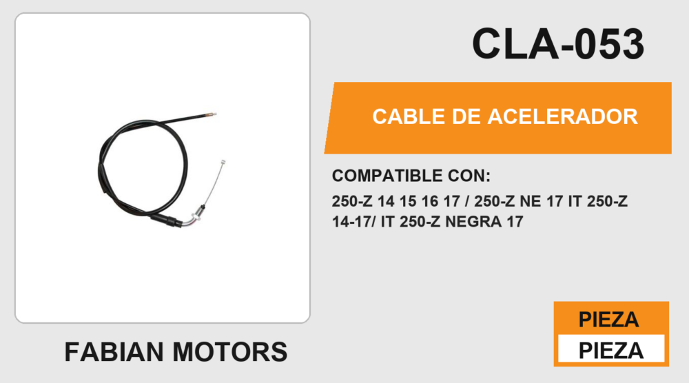 CABLE DE ACELERADOR Empaque (10 Piezas)