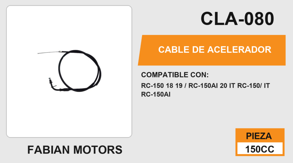 CABLE DE ACELERADOR Empaque (10 Piezas)