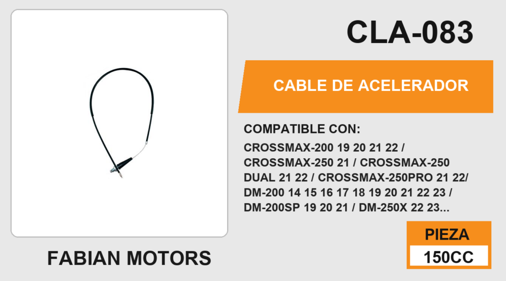 CABLE DE ACELERADOR Empaque (10 Piezas)